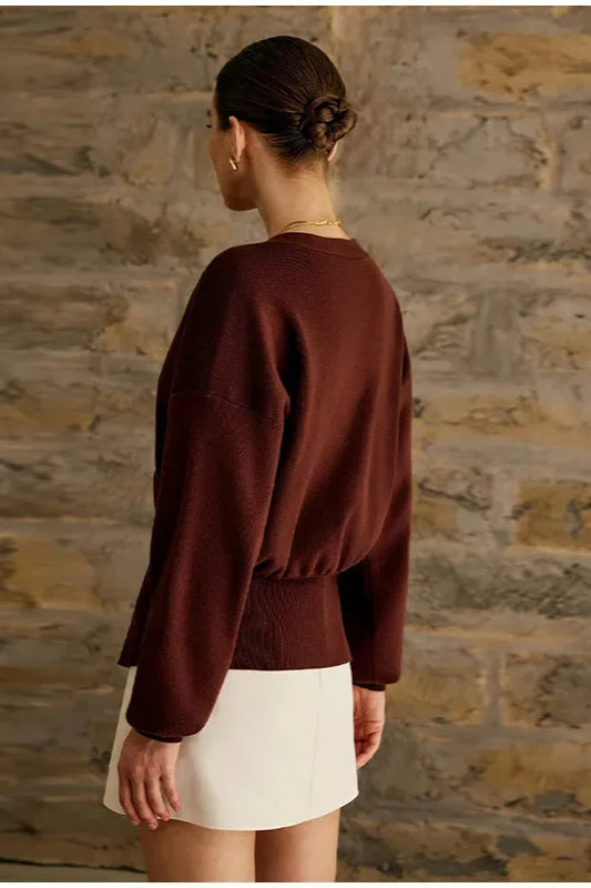 Button V-neck Knit Cardigan