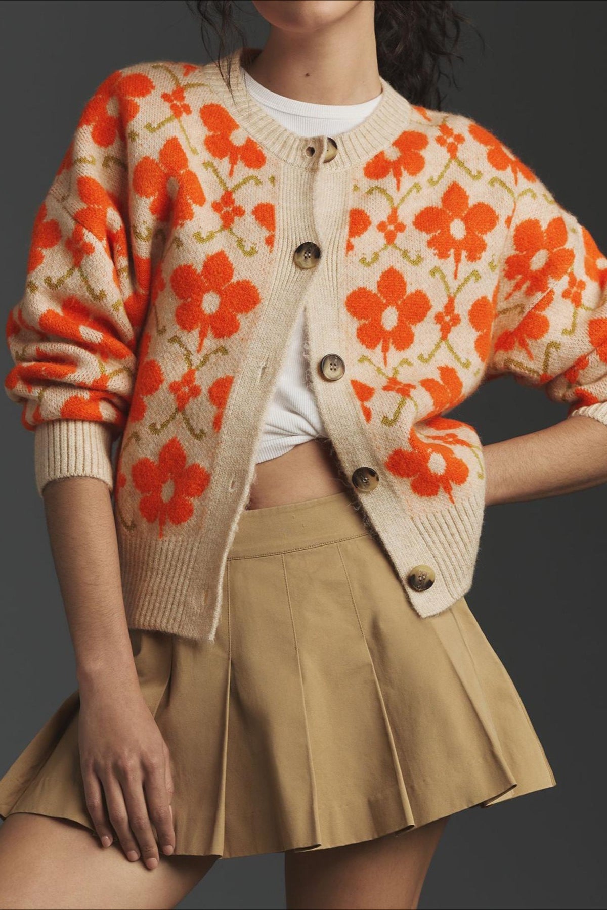 Jacquard Long Sleeve Knit Cardigan