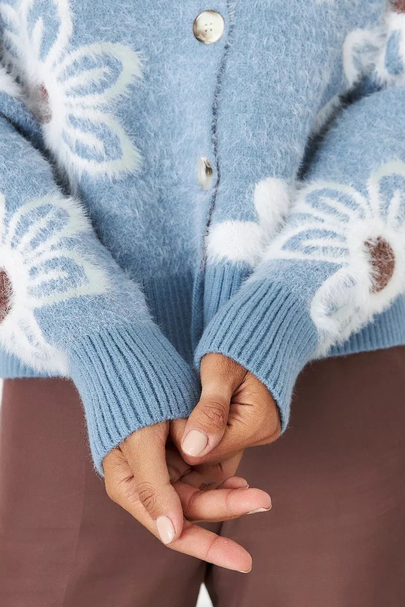 V-neck Knit Long Sleeves Cardigan