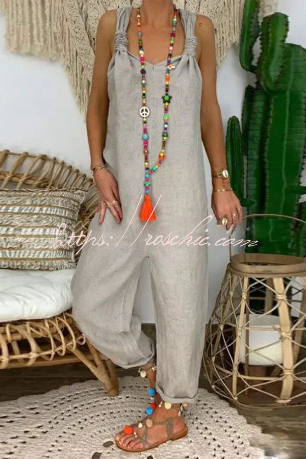 Harper Backless Knotted Strappy Loose Jumpsuit