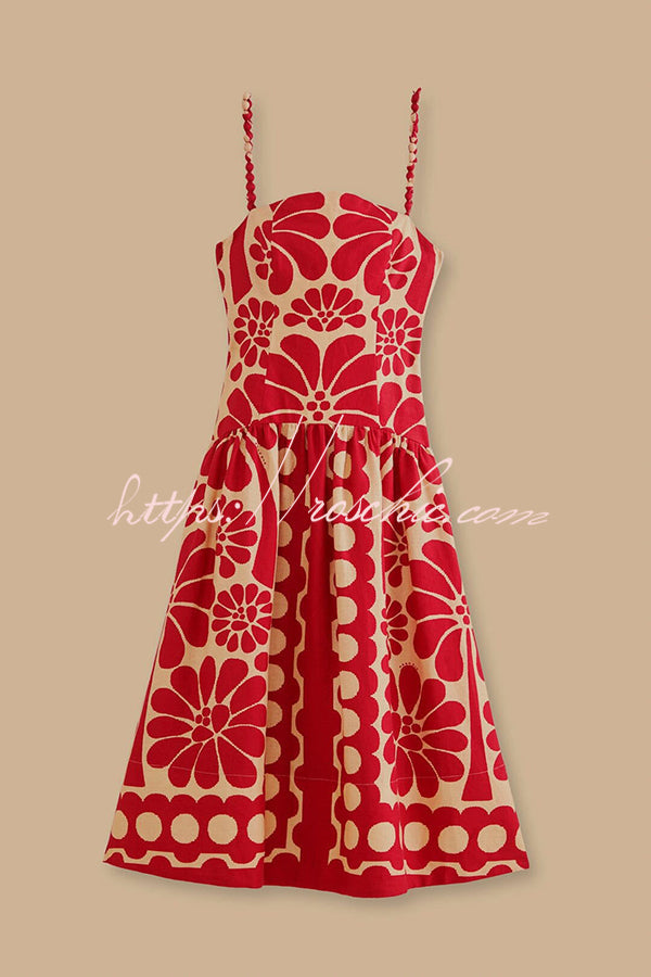 Vivid Dreams Unique Print Slip Midi Dress