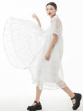 Original Color Hollow See-through Thin Midi Dress