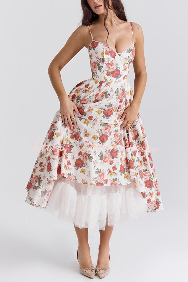 Love Is Love Print Halter Mesh Double Hem Midi Mini Dress
