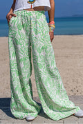 Printed Trousers Wide-leg Pants Diagonal Pocket Pants