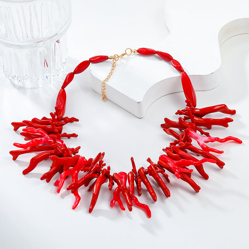 Red Coral Necklace Two-piece Set
