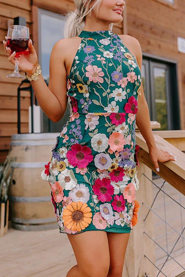 Wish Upon a Dream Applique Halter Mini Dress