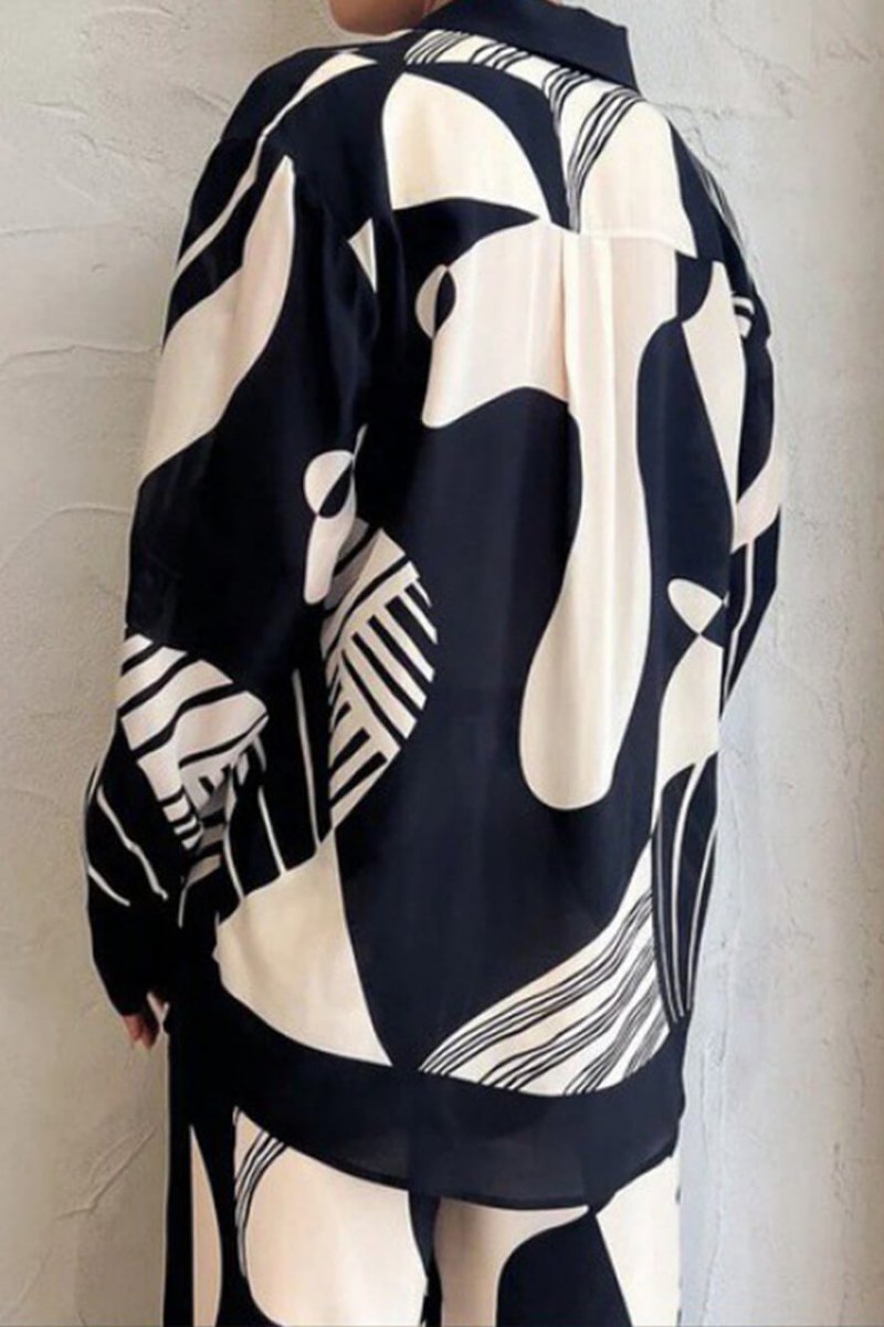 Graffiti Print Loose Wide Leg Pants Set