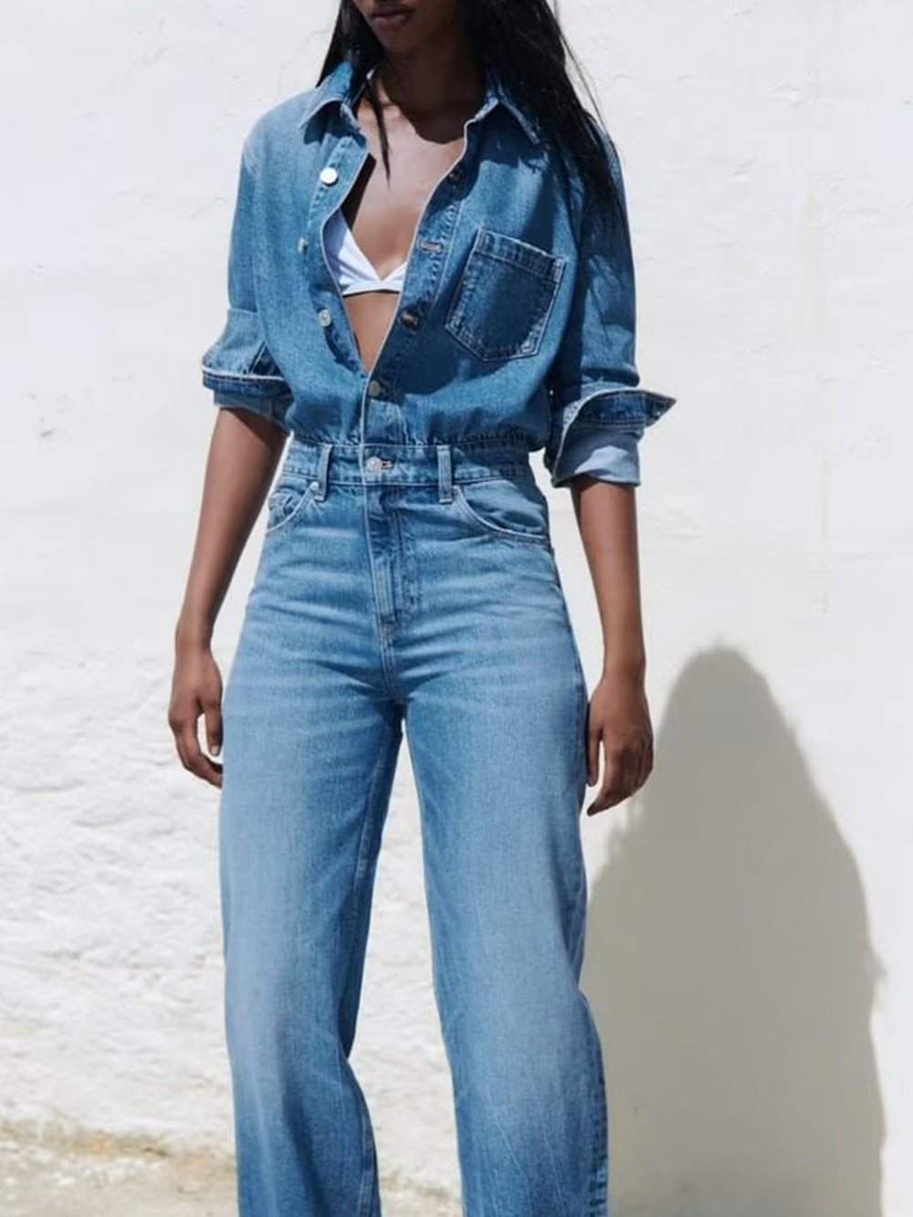 Straight Denim Jumpsuit