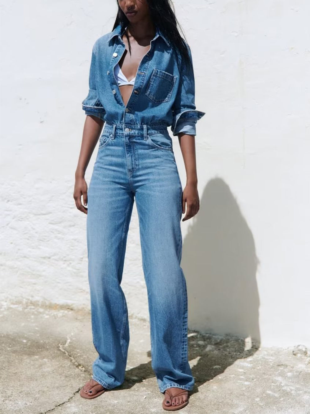 Straight Denim Jumpsuit