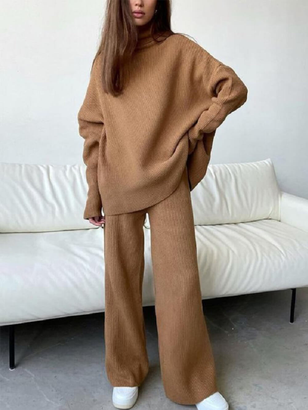 Loose Turtleneck Knitted Two-piece Set