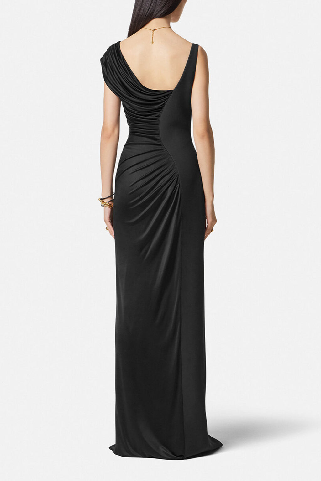 Knit Ruched Split Midi Dress