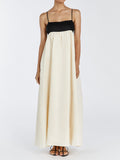 Loose Suspender Black and White Patchwork Maxi Dress