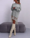 Angeline - Fashionably Off-shoulder Sweater Dress