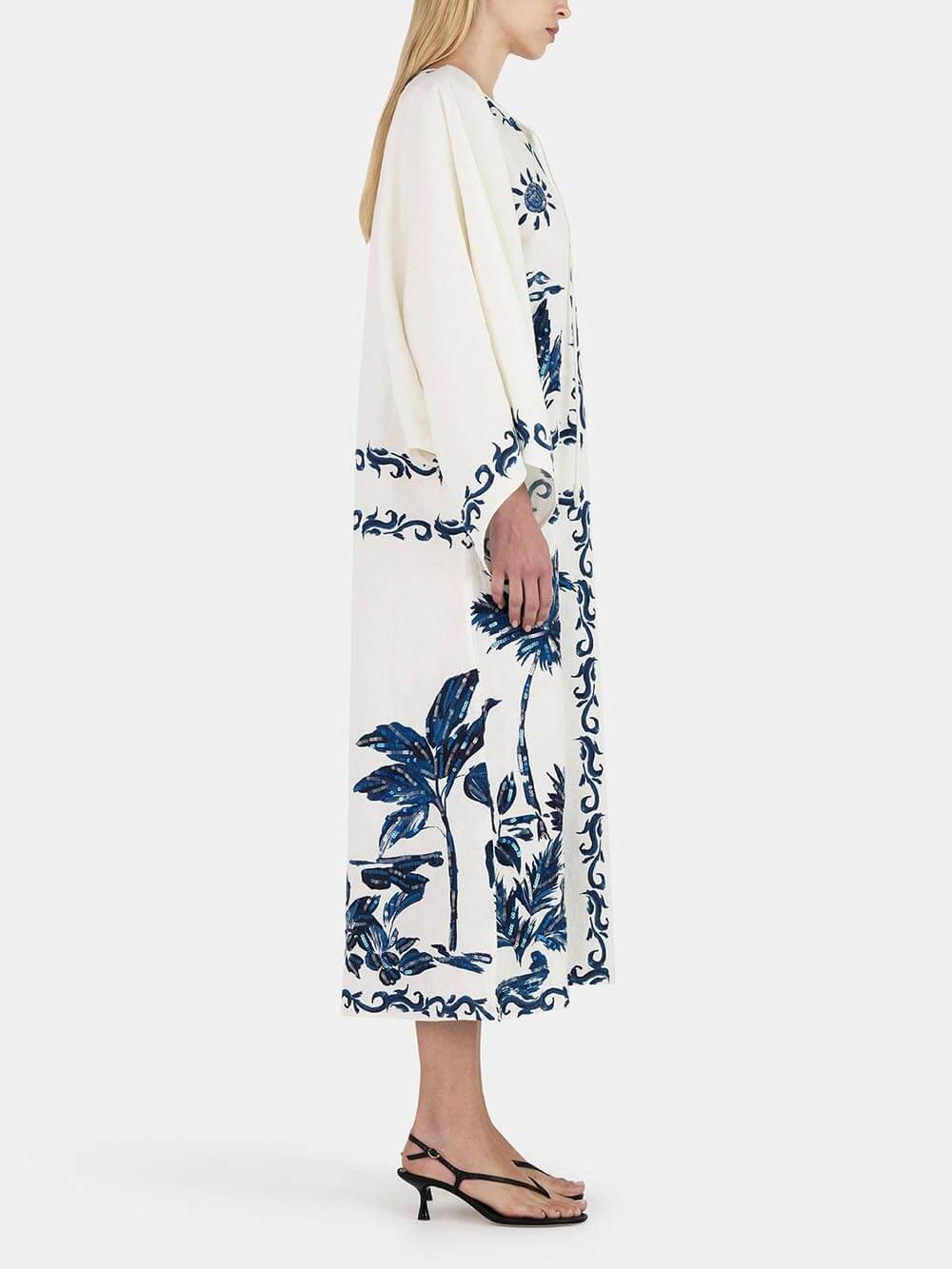 Hawaiian Print Sequined Oversized Loose Midi Dress