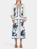 Hawaiian Print Sequined Oversized Loose Midi Dress