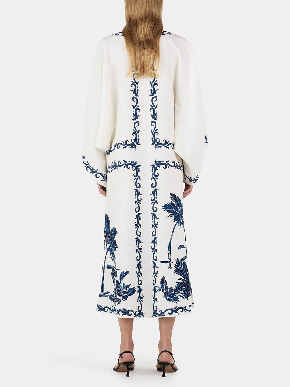 Hawaiian Print Sequined Oversized Loose Midi Dress