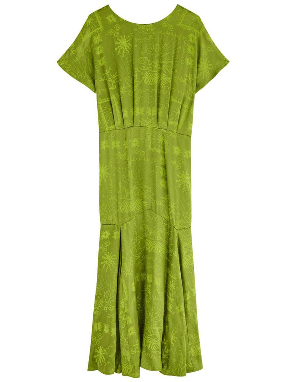 Satin Unique Jacquard Print Midi Dress