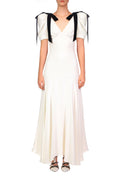 Lesley Bow Tie Puff Sleeve Maxi Dress
