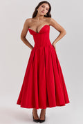Strapless Sweetheart Neck Midi Dress