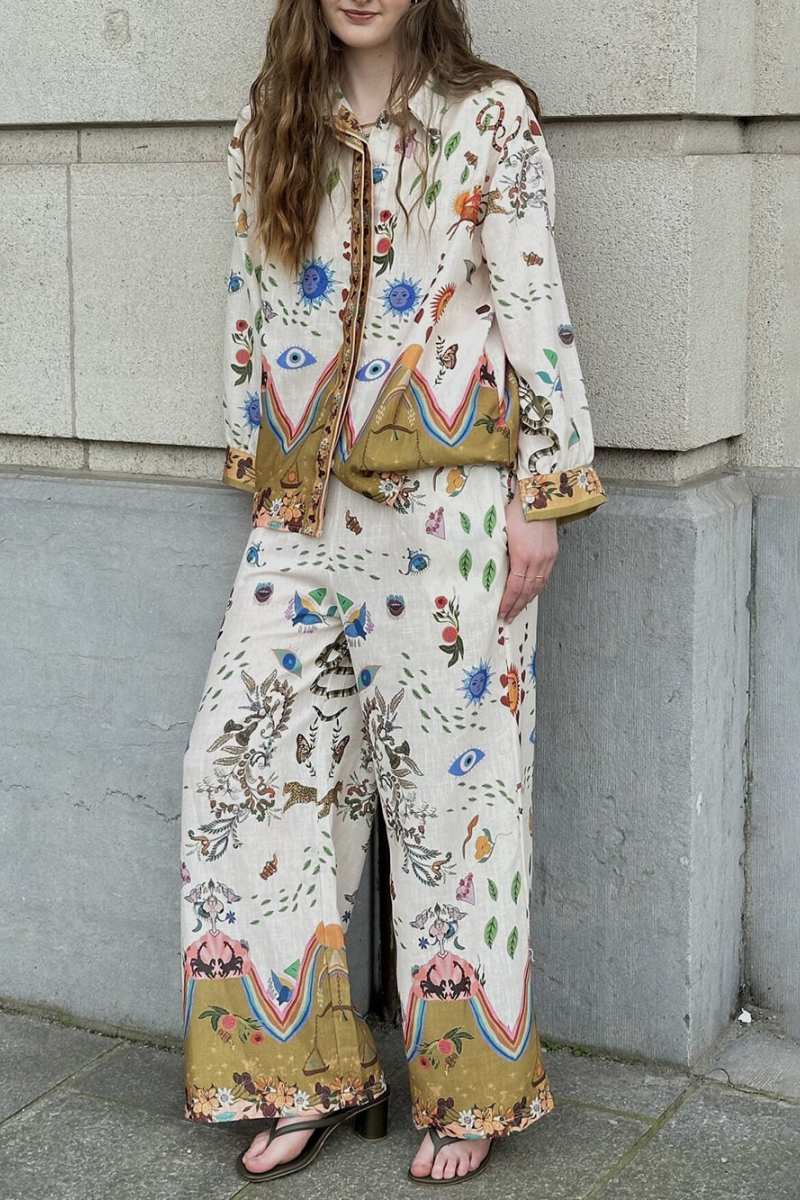 Featured Print Loose Oversize Pants Set