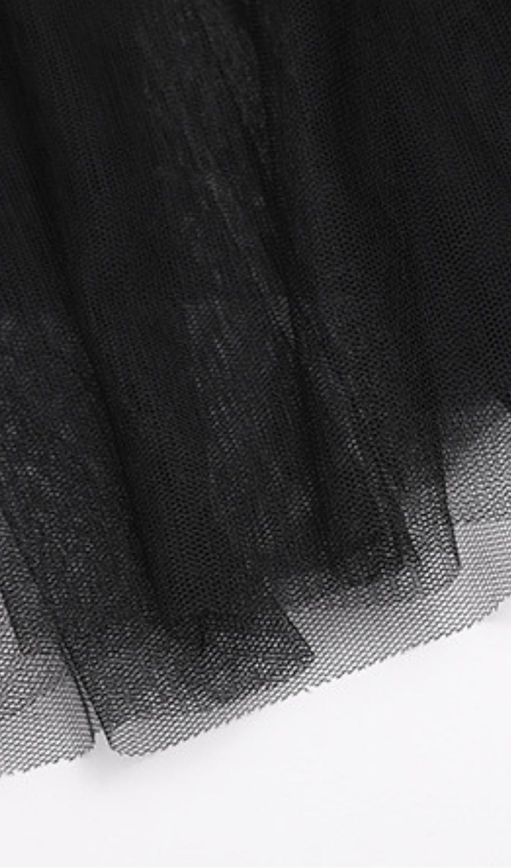 Tiered Ruffle Tulle Evening Maxi Dress