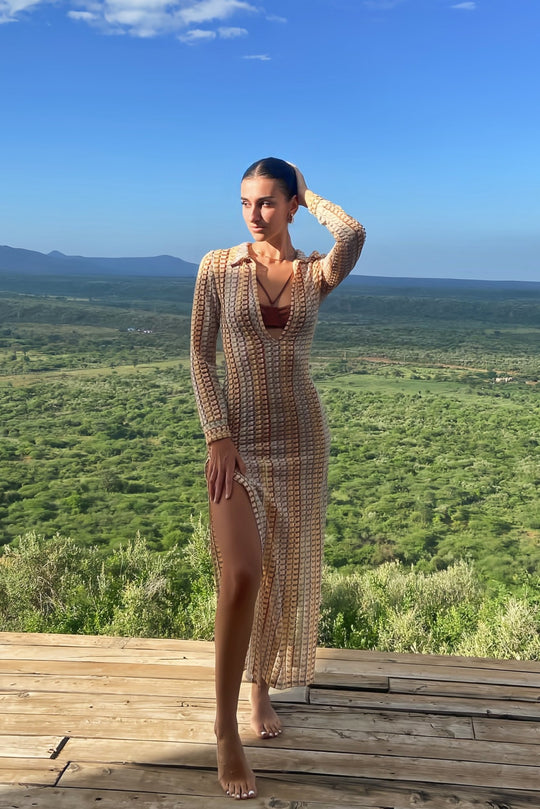 Dawn V-neck Crochet Maxi Dress