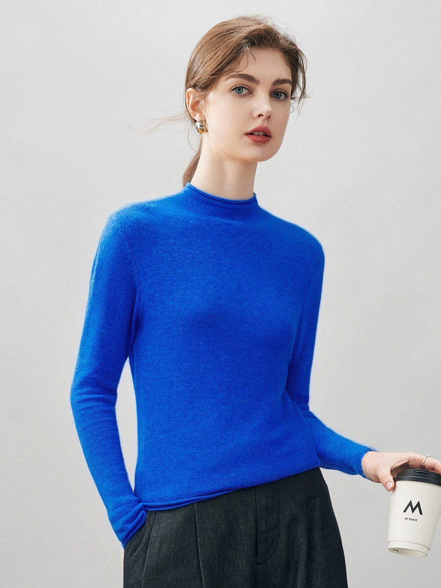 100% Cashmere Round Neck Knit Sweater