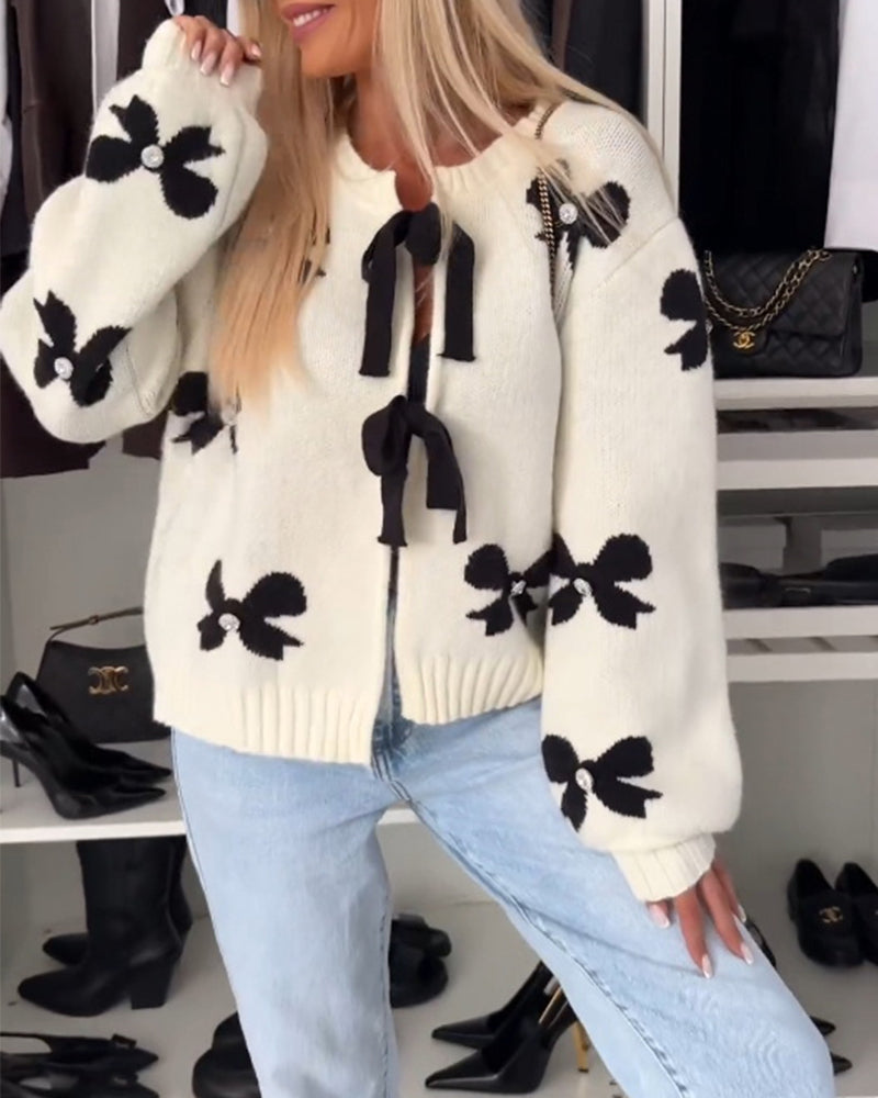 Esmeralda - Pearl-trimmed Ribbon Cardigan