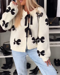 Esmeralda - Pearl-trimmed Ribbon Cardigan