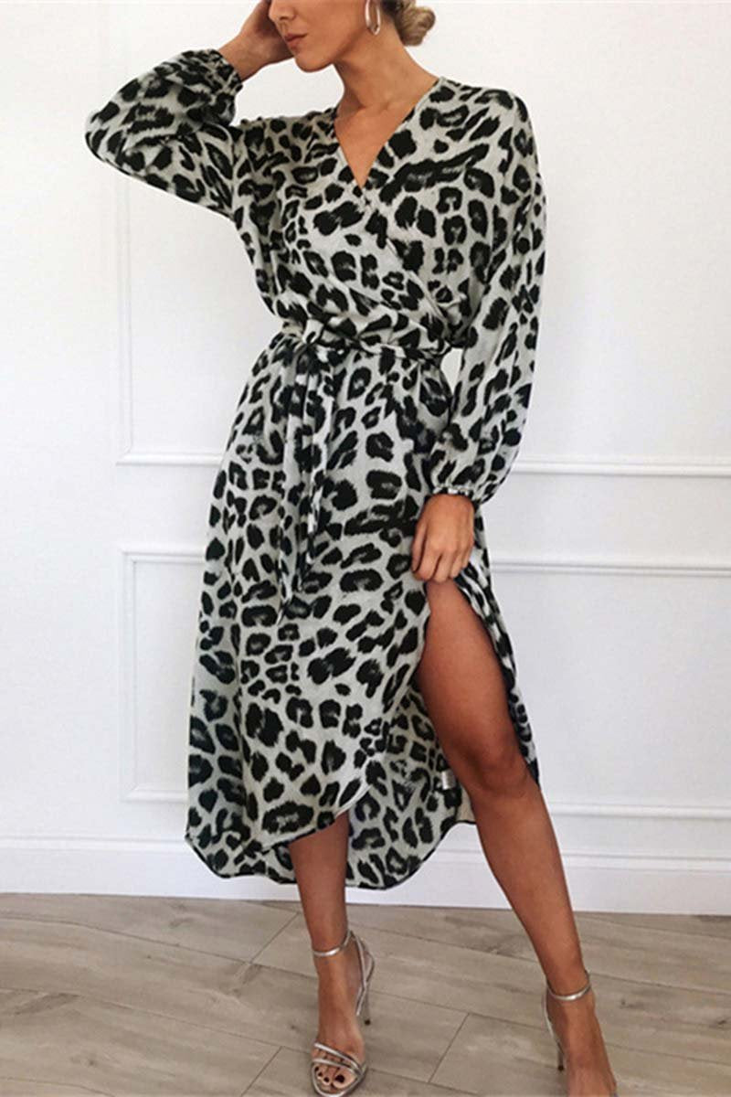 V Neck Leopard Dress(4 Colors)