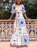 Vacation Puff Sleeve Maxi Dress