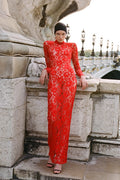 Susanna Long Sleeve Sheer Lace Maxi Dress
