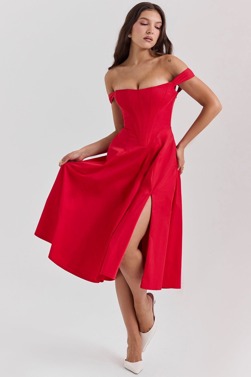Strapless Sweetheart Neck Midi Dress