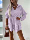 V-neck Shirt and Flared Skort Two-piece Set