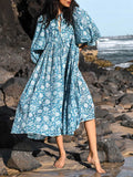 Balloon Sleeve Midi Dress