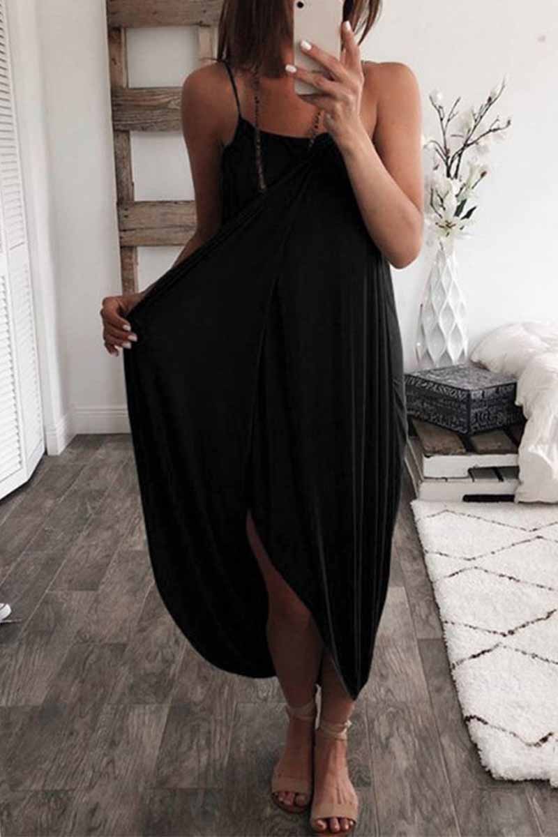 Color Knitted Loose and Irregular Maxi Dress(3 Colors)