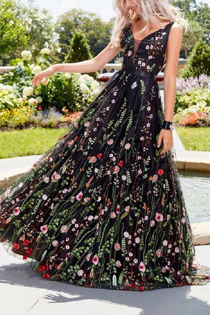 Deep V Neck Maxi Dress