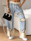 Urban Street Mix Patchwork Denim Pants