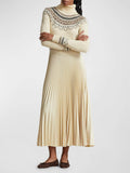 Hybrid Sweater-pleated Turtleneck Dress