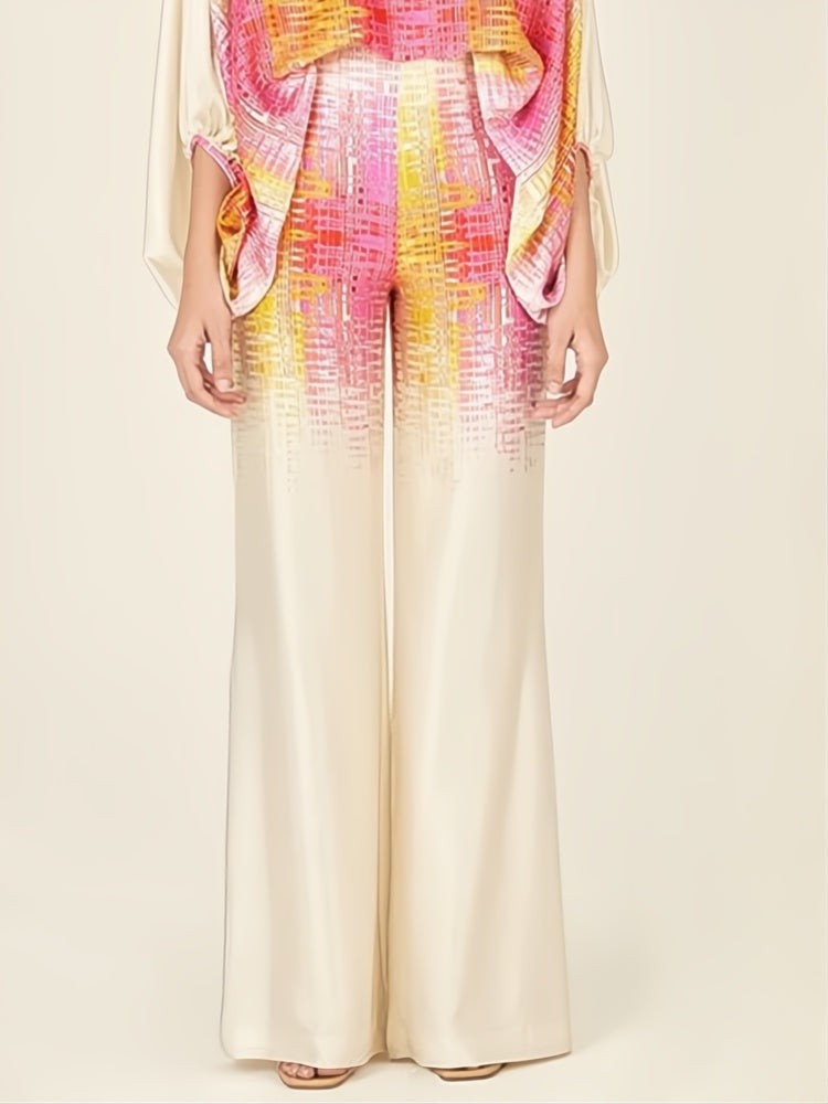 Abstract Waves Two-piece Set - Yellow-pink