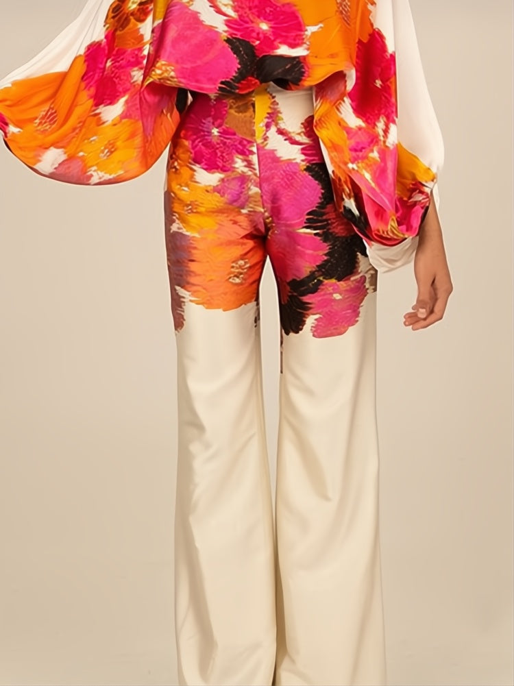 Abstract Waves Two-piece Set - Orange
