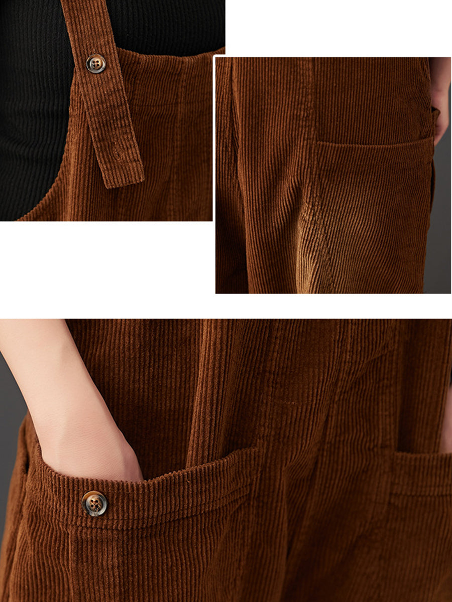 Commute Autumn Corduroy Loose Jumpsuits Ak1022
