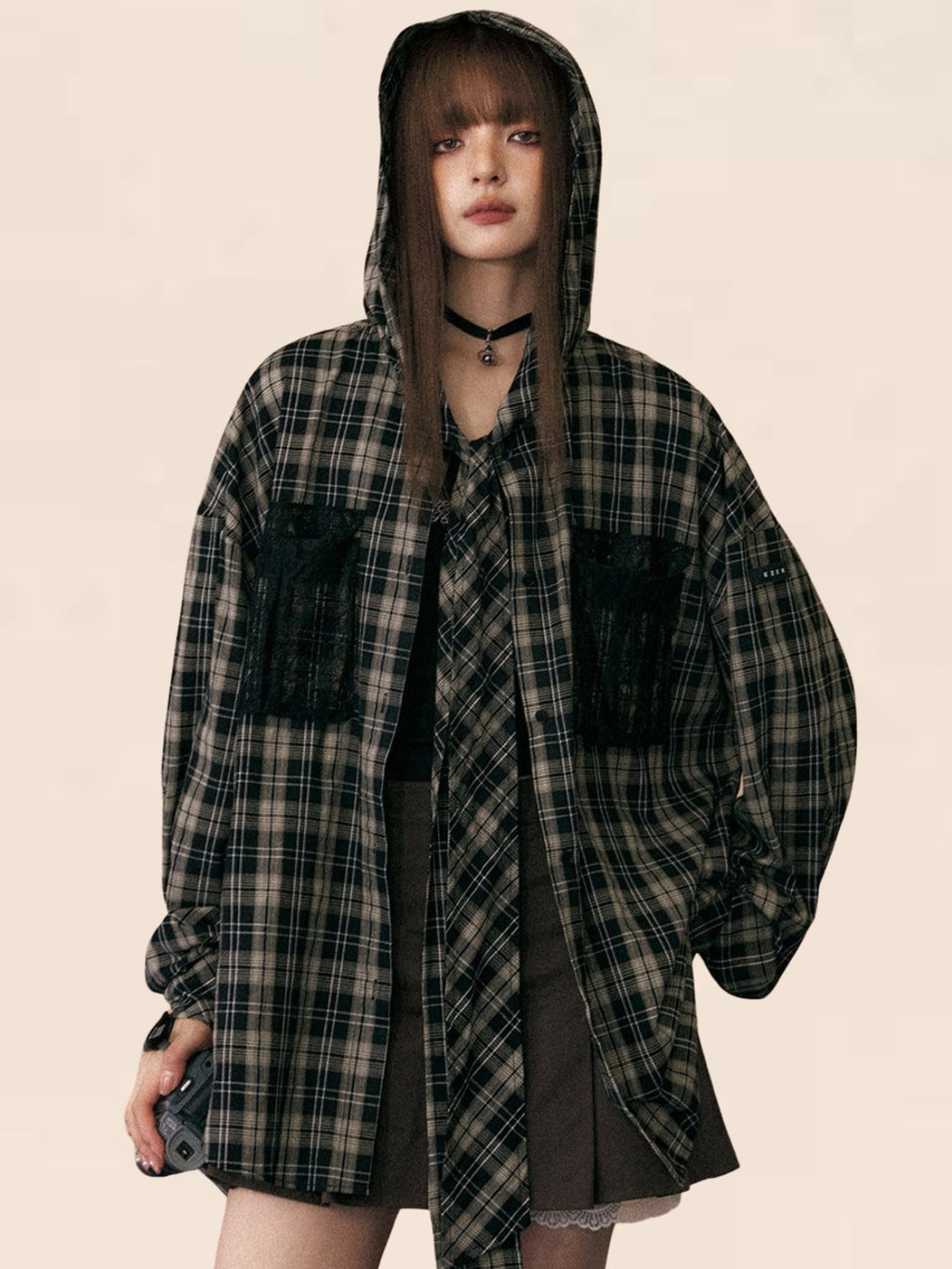 Plaid Bow Tie Two-piece Set-up