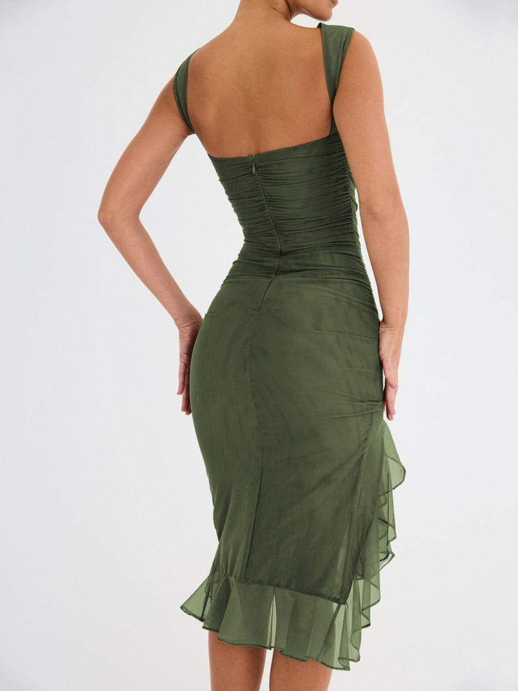 Sleeveless Ruffle Midi Dress