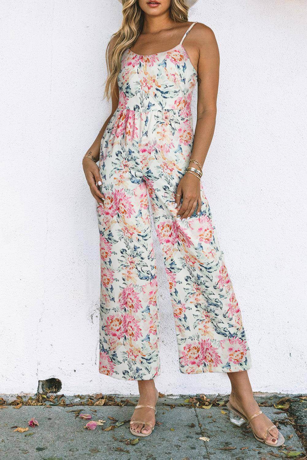 Pastel Peony Jumpsuit in Orange