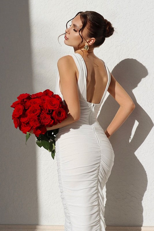 Bodycon V-neck Sleeveless Maxi Dress