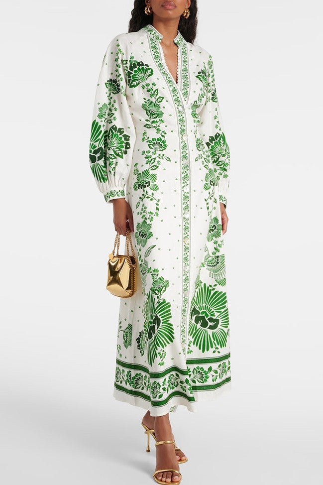 Lantern Sleeve Bottom Midi Dress
