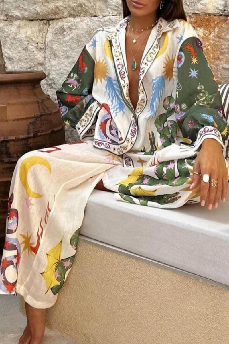 Unique Shirt and Elastic Waist Pants Set