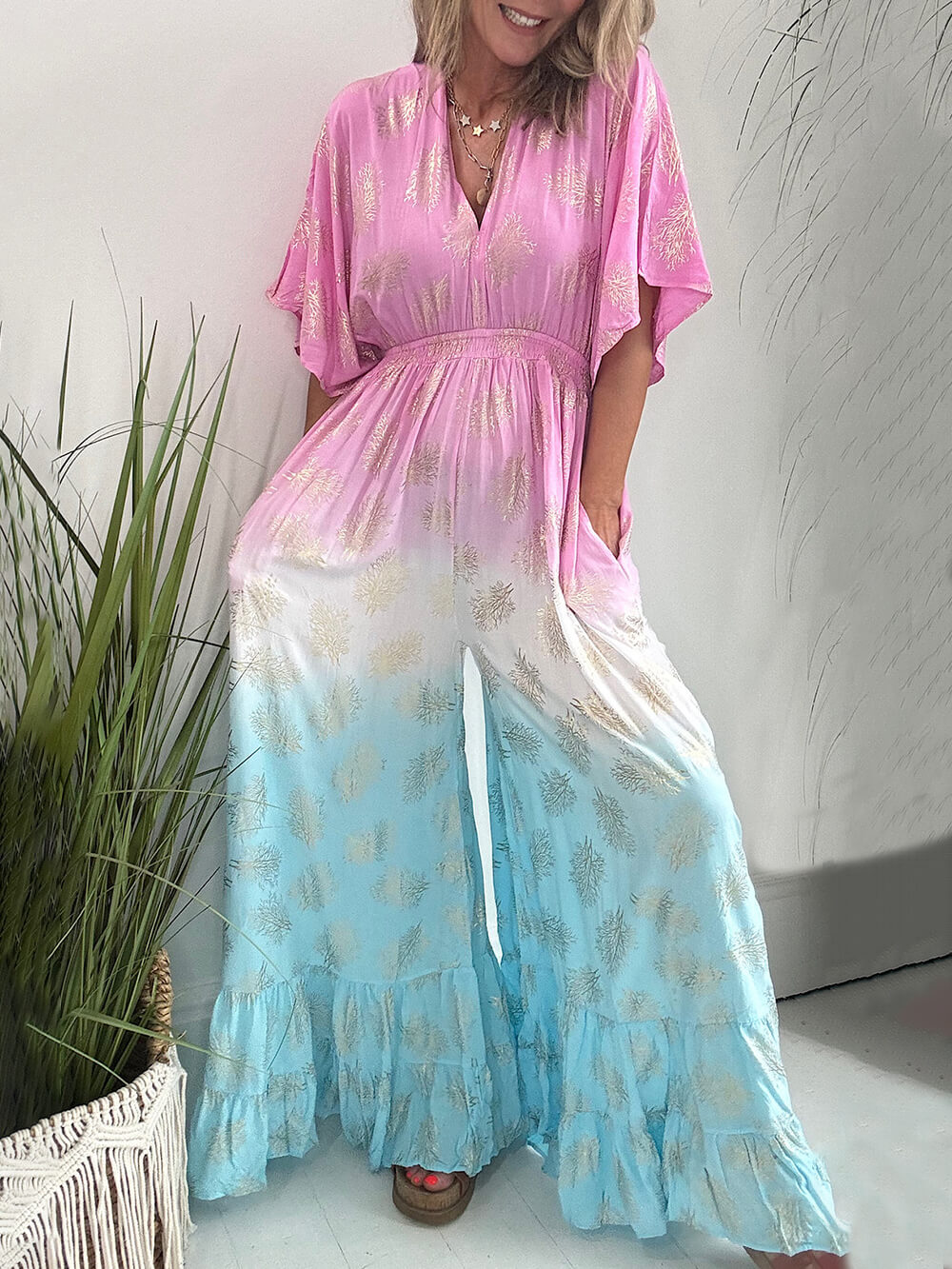 Two-tone Gradient Print the Last Queen Jumpsuit