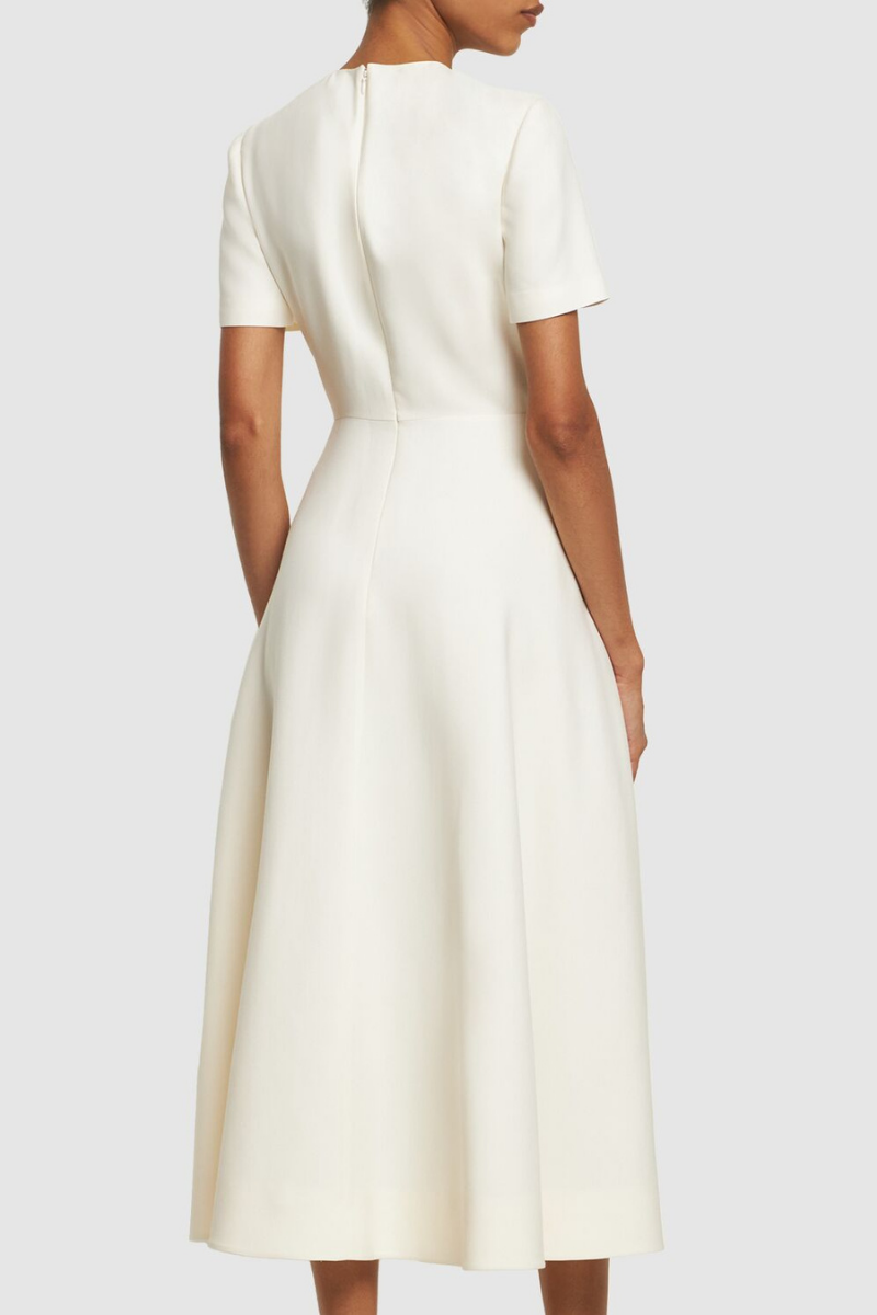 Ava Applique Short Sleeves Midi Dress